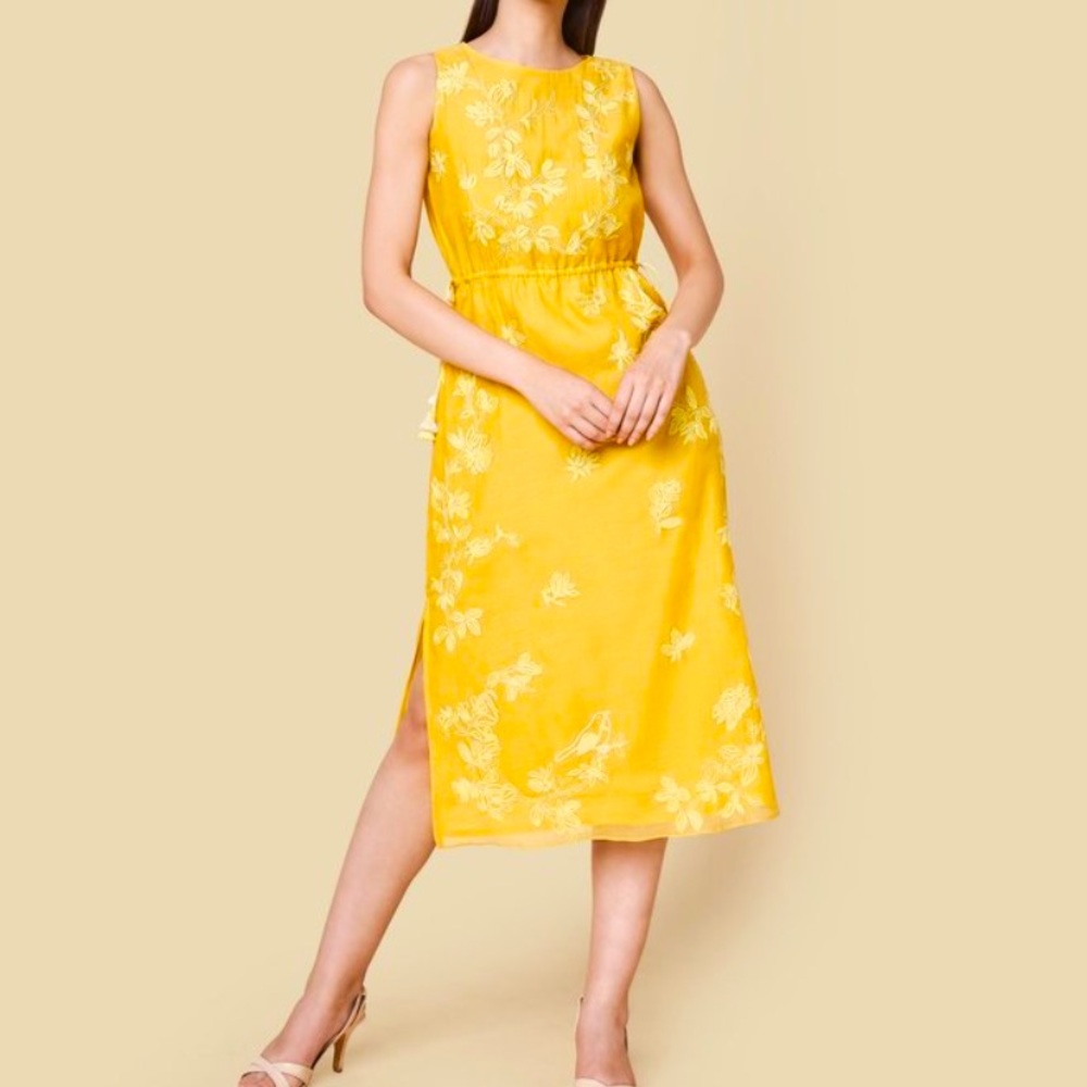 Anita Dongre Yellow Embroidered Dhara Dress